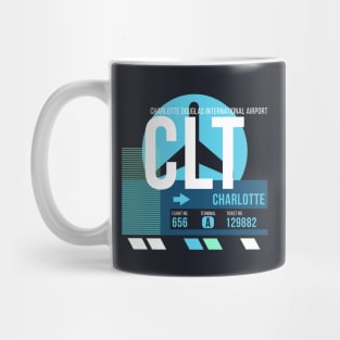 Charlotte (CLT) Airport Code Baggage Tag Mug